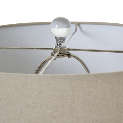 Grey Glass Table Lamp With Linen Shade