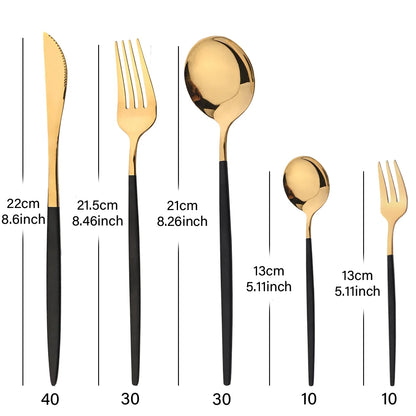 30Pcs Cutlery Set Gold Tableware Stainless Steel Mirror Dinnerware Dinner Tea Spoon Fork Knife Western Silverware Flatware Set